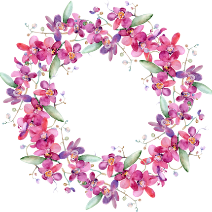 (125-02) Pink Purple Yellow Orchids