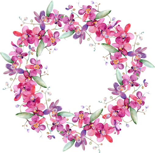 (125-02) Pink Purple Yellow Orchids