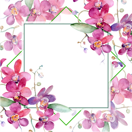 (125-02-P) Watercolor Purple Pink Orchid Frame