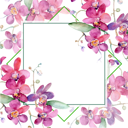 (125-02-P) Watercolor Purple Pink Orchid Frame