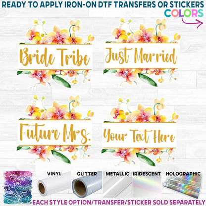 (s125-W4) Bridal Wedding Party Watercolor Orchid Custom Text