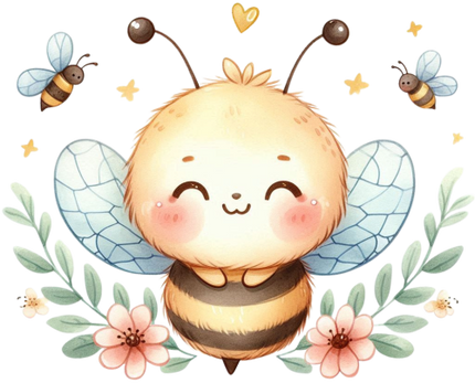 (s126-1-2E) Cute Baby Bumblebee Bumble Bee Flowers