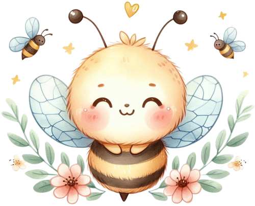 (s126-1-2E) Cute Baby Bumblebee Bumble Bee Flowers