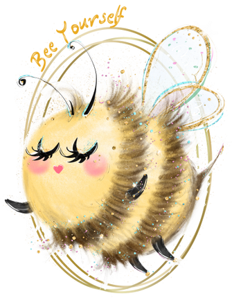 (s126-5A) Bee Yourself Watercolor Bees Bumblebee Honey