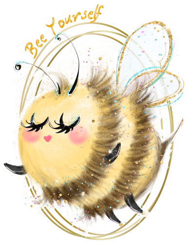 (s126-5A) Bee Yourself Watercolor Bees Bumblebee Honey