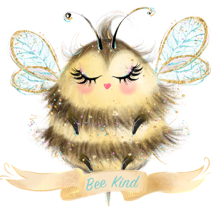 (s126-5B) Bee Kind Watercolor Bees Bumblebee Honey