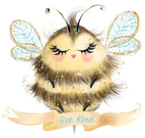 (s126-5B) Bee Kind Watercolor Bees Bumblebee Honey