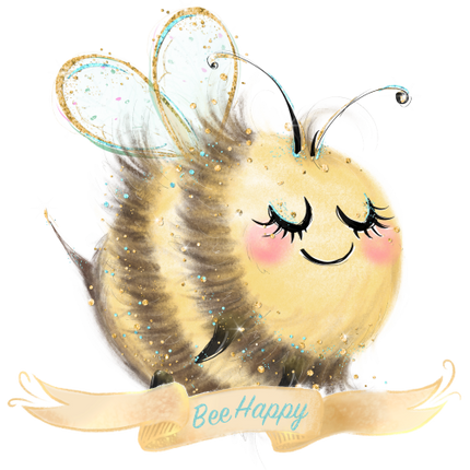 (s126-5C) Bee Happy Watercolor Bees Bumblebee Honey