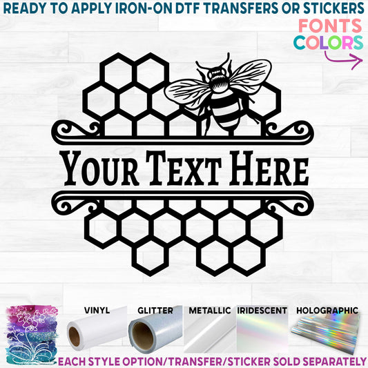 (s126-2A) Split Honeybee Bumble Bee Name Custom Text