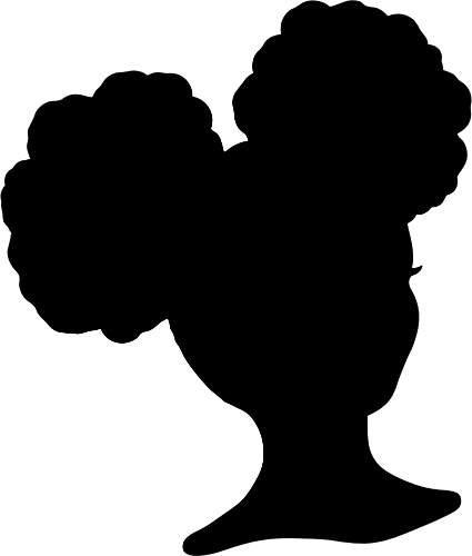 (127-B) Afro Puff African American Silhouette