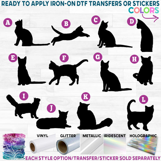 (s012) Cat Cats Kitty Printed Heat Transfer or Sticker