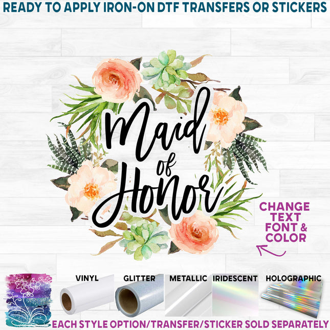 (s013-A) Bridal Wedding Party Succulent Garden Floral Flowers Watercolor Custom Text