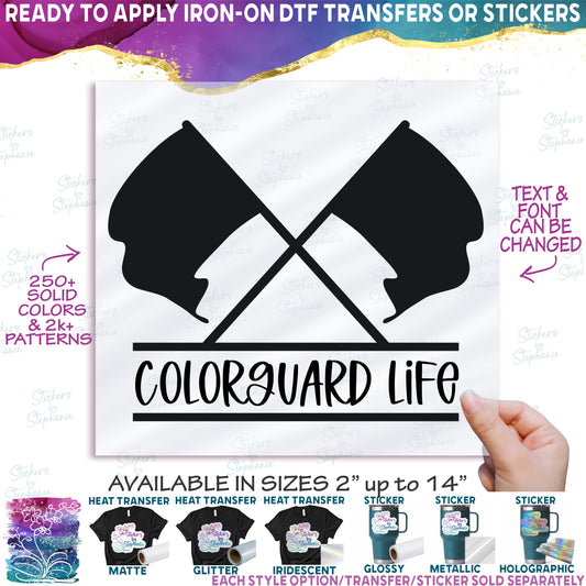 (s131-2D) Color Guard Flags Split Text Name Custom Text