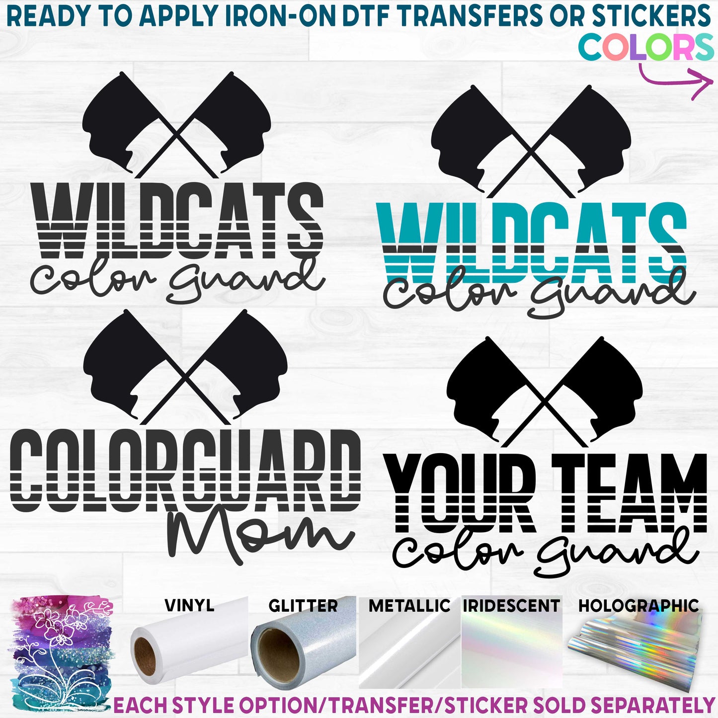 (s131-4B) Color Guard Colorguard Team Family Mom Printed Heat Transfer or Sticker