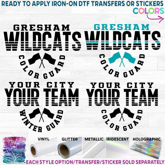 (s131-4C) Color Guard Colorguard Winter Team Printed Heat Transfer or Sticker