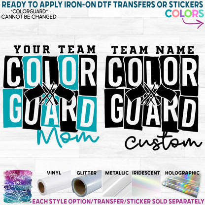 (s131-4D) Color Guard Colorguard Team Family Mom Printed Heat Transfer or Sticker