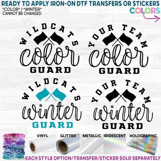 (s131-4E) Team Name Color Guard Winter Printed Heat Transfer or Sticker