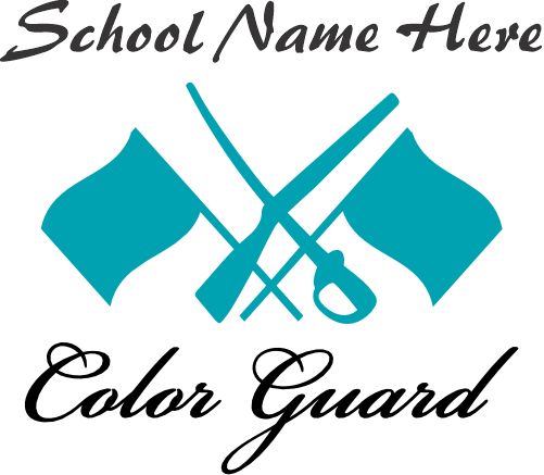 (131-03-C) School Name High School Color Guard Iron-On Transfer