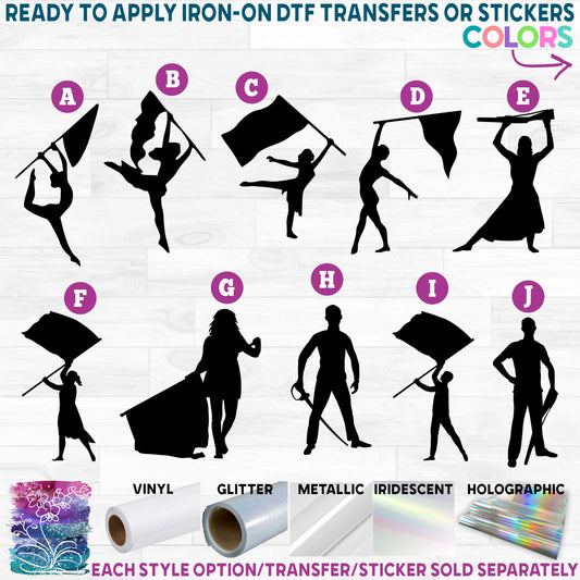 (s131-1) Color Guard Silhouette Printed Heat Transfer or Sticker