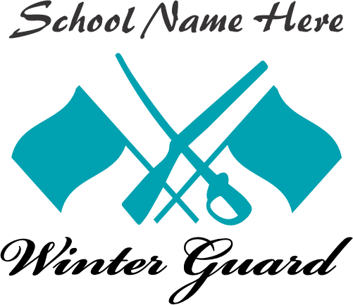 (131-03-C) School Name High School Winter Guard Iron-On Transfer