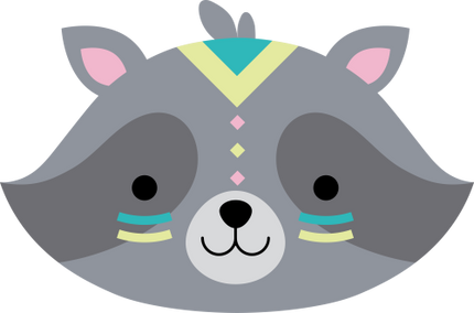 (s169-14-1T) Tribal Racoon Face