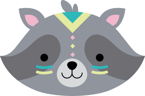 (s169-14-1T) Tribal Racoon Face