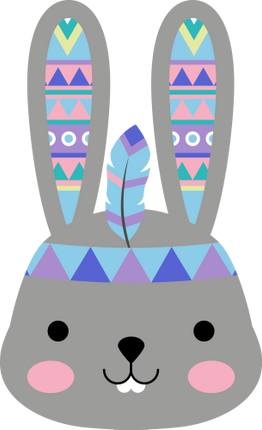 (s169-14-1V) Tribal Bunny Rabbit Face