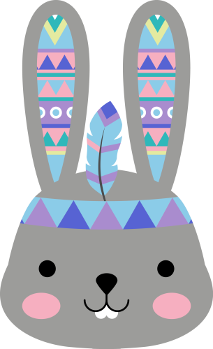 (s169-14-1V) Tribal Bunny Rabbit Face
