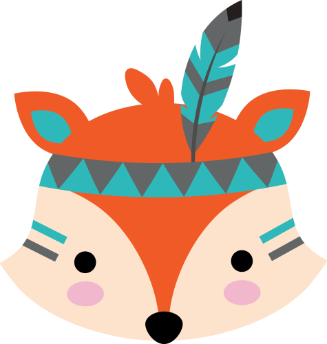 (s169-14-1W Tribal Fox Face