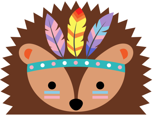 (s169-14-1X) Tribal Hedgehog Face