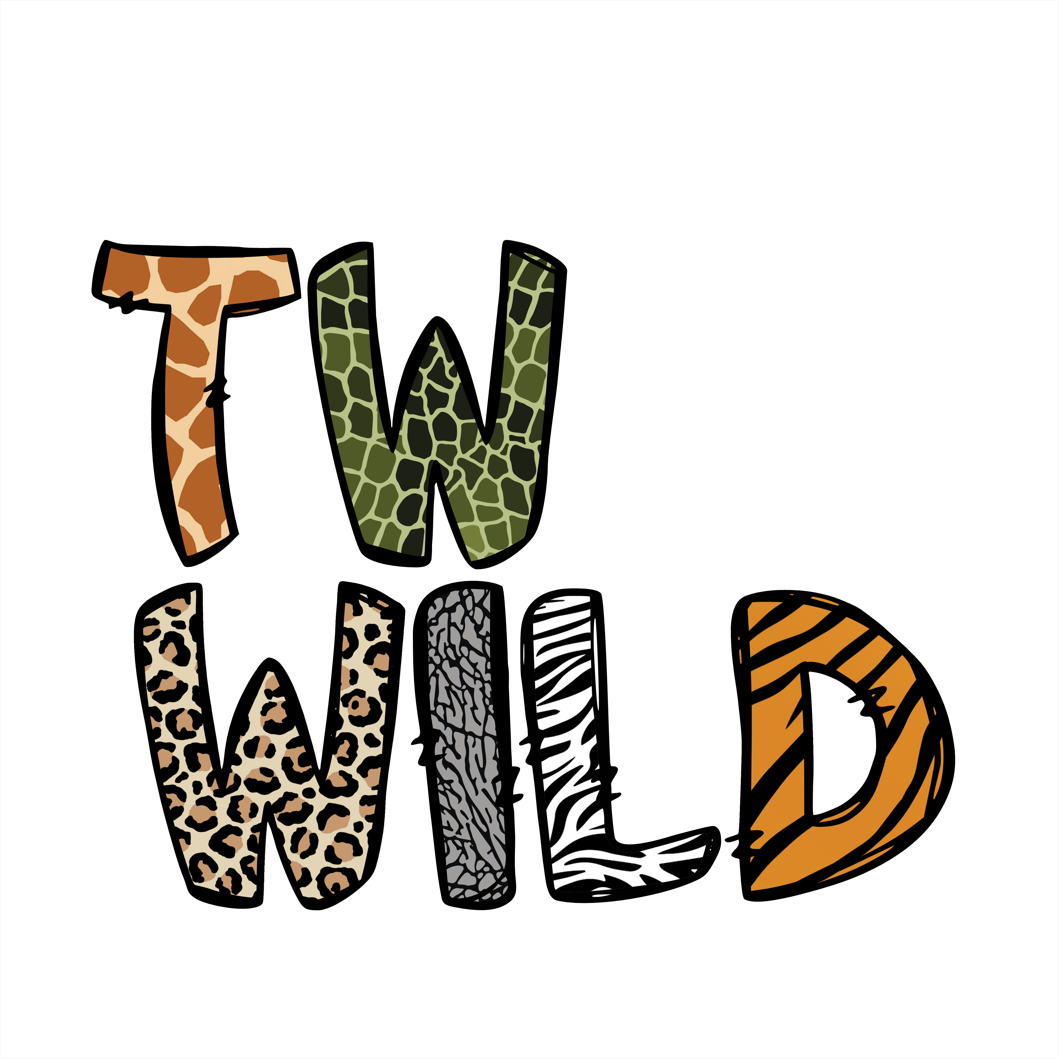 (s169-13-1V) Two Wild Animal Faces Safari 20 Animal Options