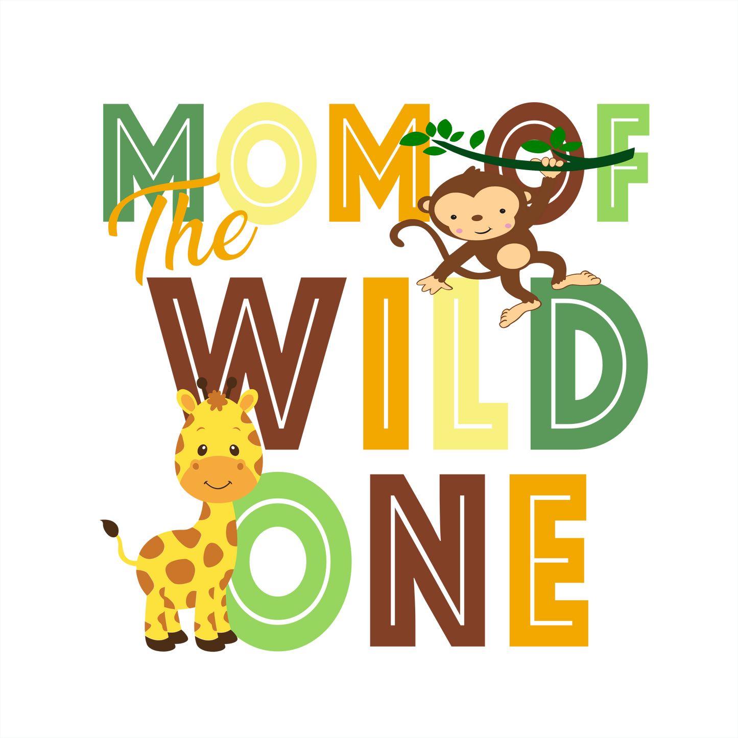 (s132-2-A) Jungle Family, Mom of the Wild One, Custom Text