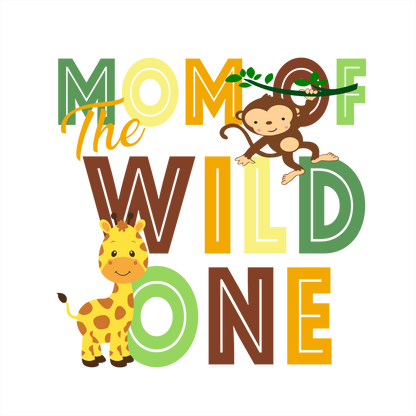 (s132-2-A) Jungle Family, Mom of the Wild One, Custom Text