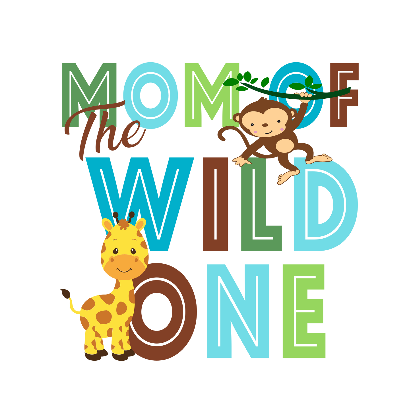 (s132-2-B) Jungle Family, Mom of the Wild One, Custom Text