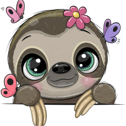 (s133-01-D) Cute Cartoon Sloth