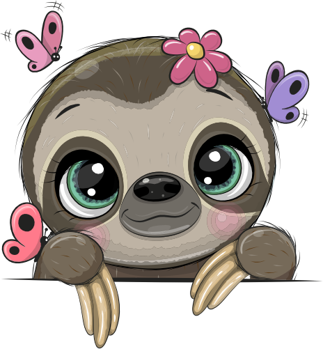 (s133-01-D) Cute Cartoon Sloth