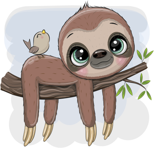 (s133-01-G) Cute Cartoon Sloth