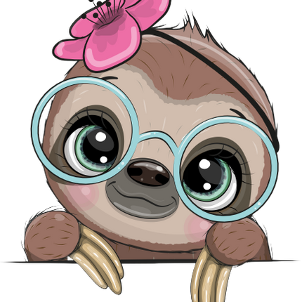 (s133-01-J) Cute Cartoon Sloth Flower Headband Glasses