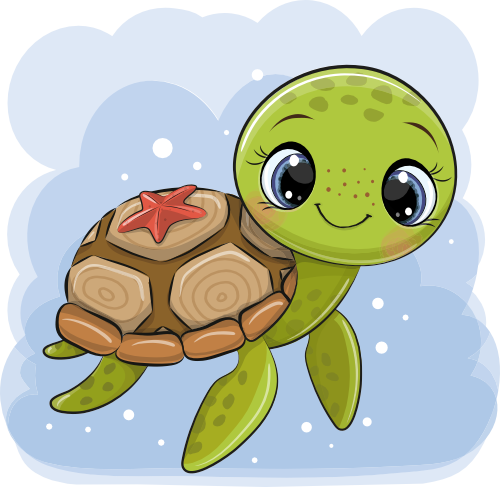(s133-10-A) Cute Cartoon Sea Turtle