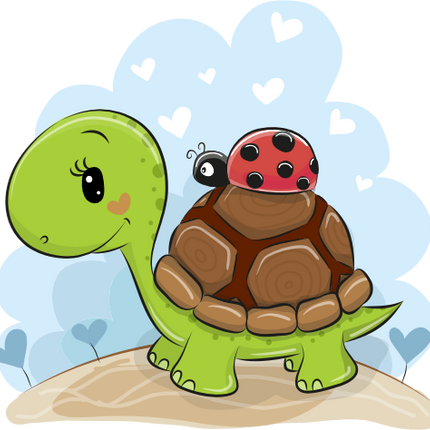 (s133-10-D) Cute Cartoon Turtle Ladybug