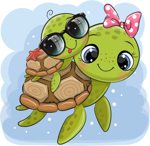(s133-10-H) Cute Cartoon Sea Turtle