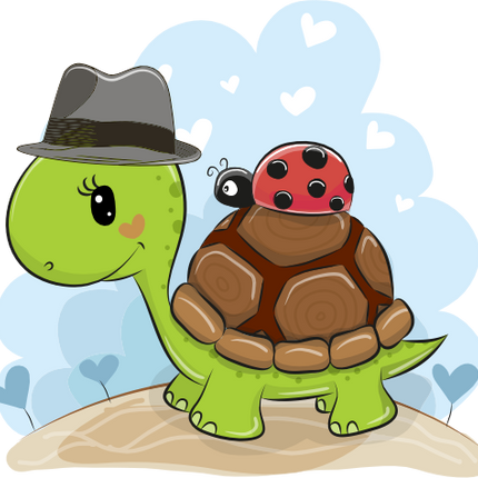 (s133-10-I) Cute Cartoon Turtle Fedora