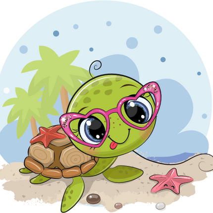 (s133-10-J) Cute Cartoon Sea Turtle Glasses Beach