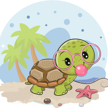 (s133-10-K) Cute Cartoon Sea Turtle Glasses Bubblegum Beach
