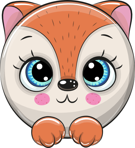 (s133-11-D) Cute Cartoon Fox