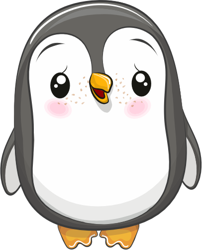 (133-12-D) Cute Cartoon Penguin