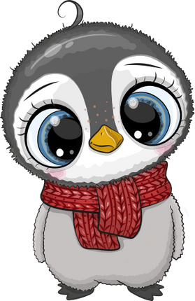 (133-12-F) Cute Cartoon Penguin Red Scarf