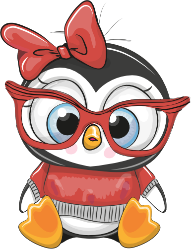 (133-12-I) Cute Cartoon Penguin Red Glasses Bow Sweater