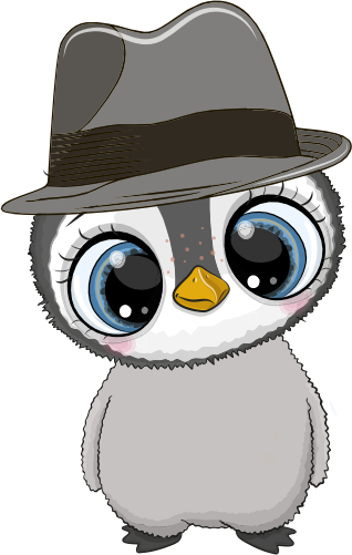 (s133-12-K) Cute Cartoon Penguin Fedora