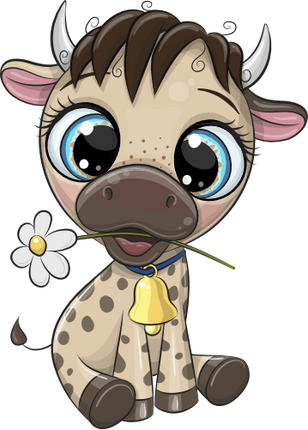 (s133-13-A) Cute Cartoon Cow